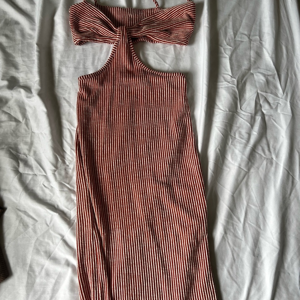 Chic Striped Maxi Dress in Red and White
